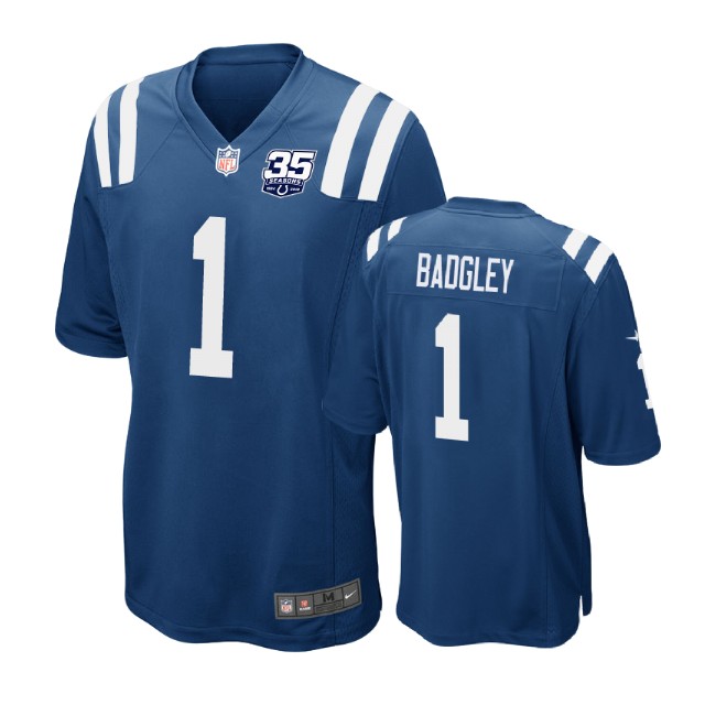 Indianapolis Colts #1 Michael Badgley 35th Anniversary Game Royal Jersey