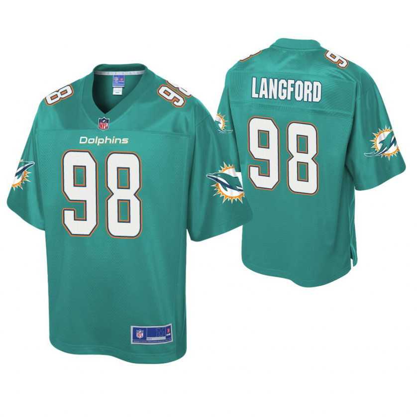 Miami Dolphins #98 Kendall Langford Aqua Pro Line Jersey