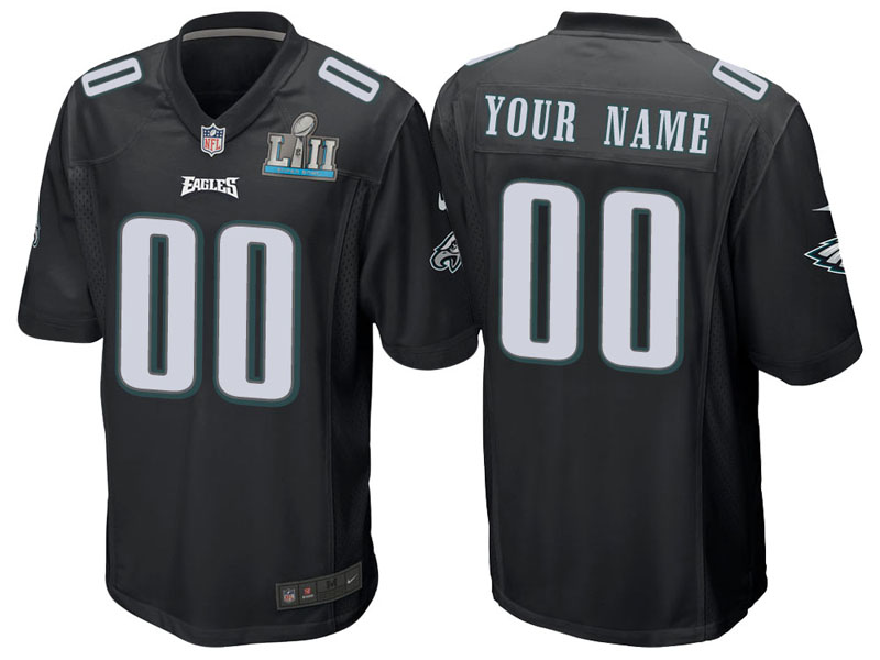 Philadelphia Eagles Black Super Bowl LII Bound Game Customized Jersey