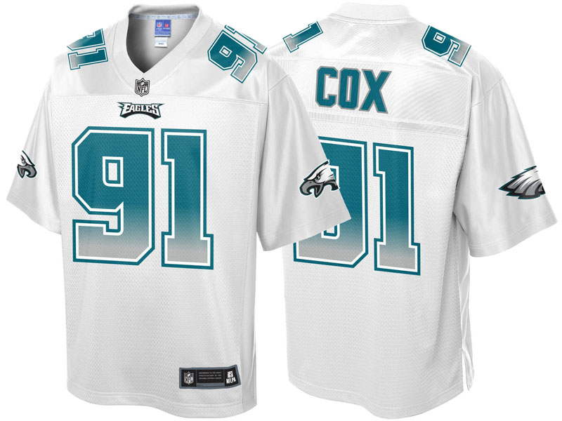 Philadelphia Eagles #91 Fletcher Cox White Fade Fashion Jersey
