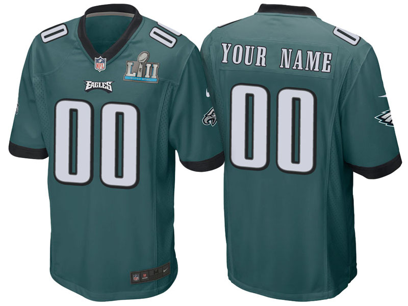Philadelphia Eagles Green Super Bowl LII Bound Game Customized Jersey