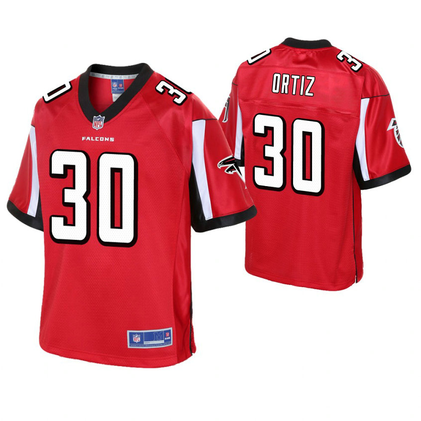Atlanta Falcons #30 Ricky Ortiz Red Pro Line Player Jersey
