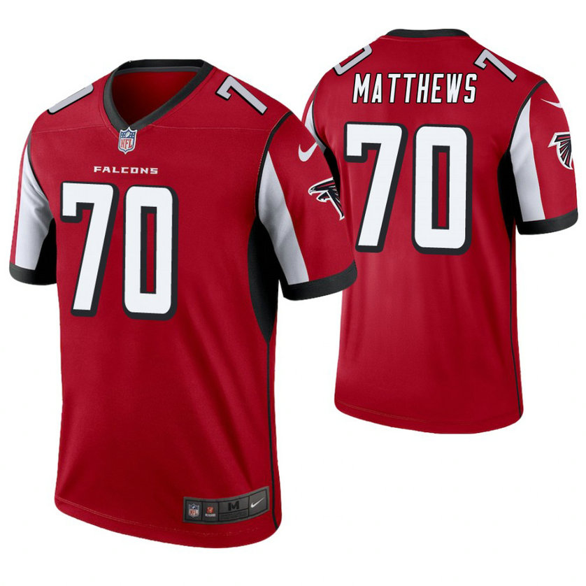 Atlanta Falcons #70 Jake Matthews Red Legend Jersey