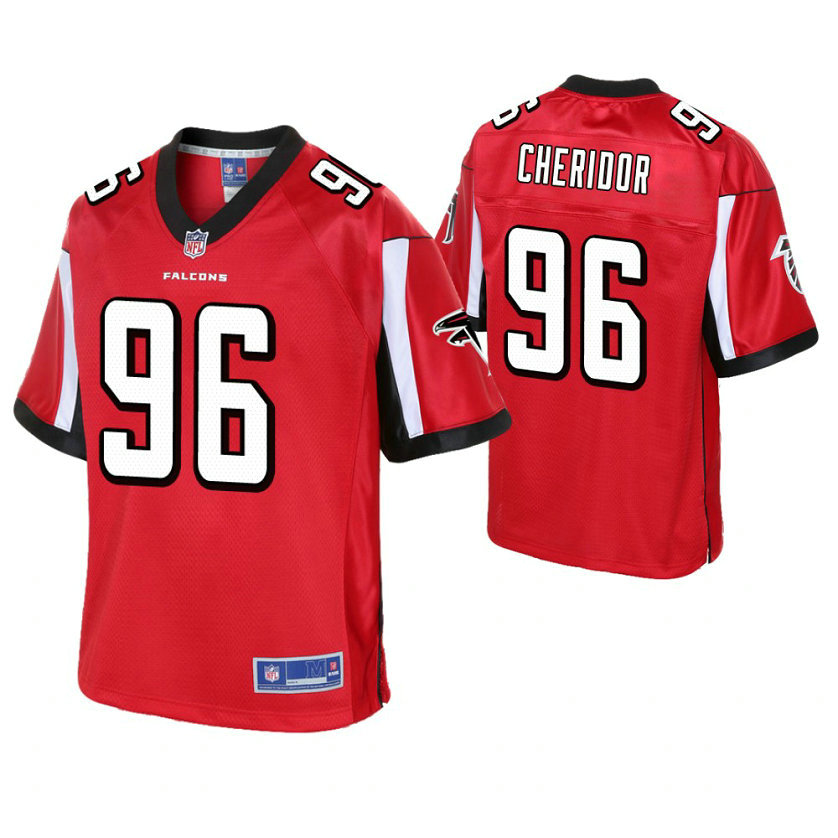 Atlanta Falcons #96 Mackendy Cheridor Red Pro Line Player Jersey Atlanta Falcons #96 Mackendy Cheridor Red Pro Line Player Jersey