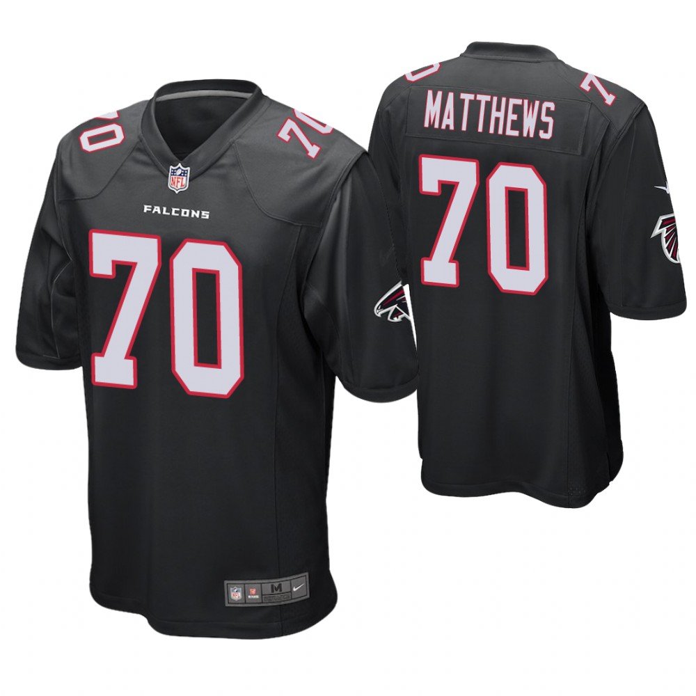 Atlanta Falcons #70 Jake Matthews Black Game Jersey