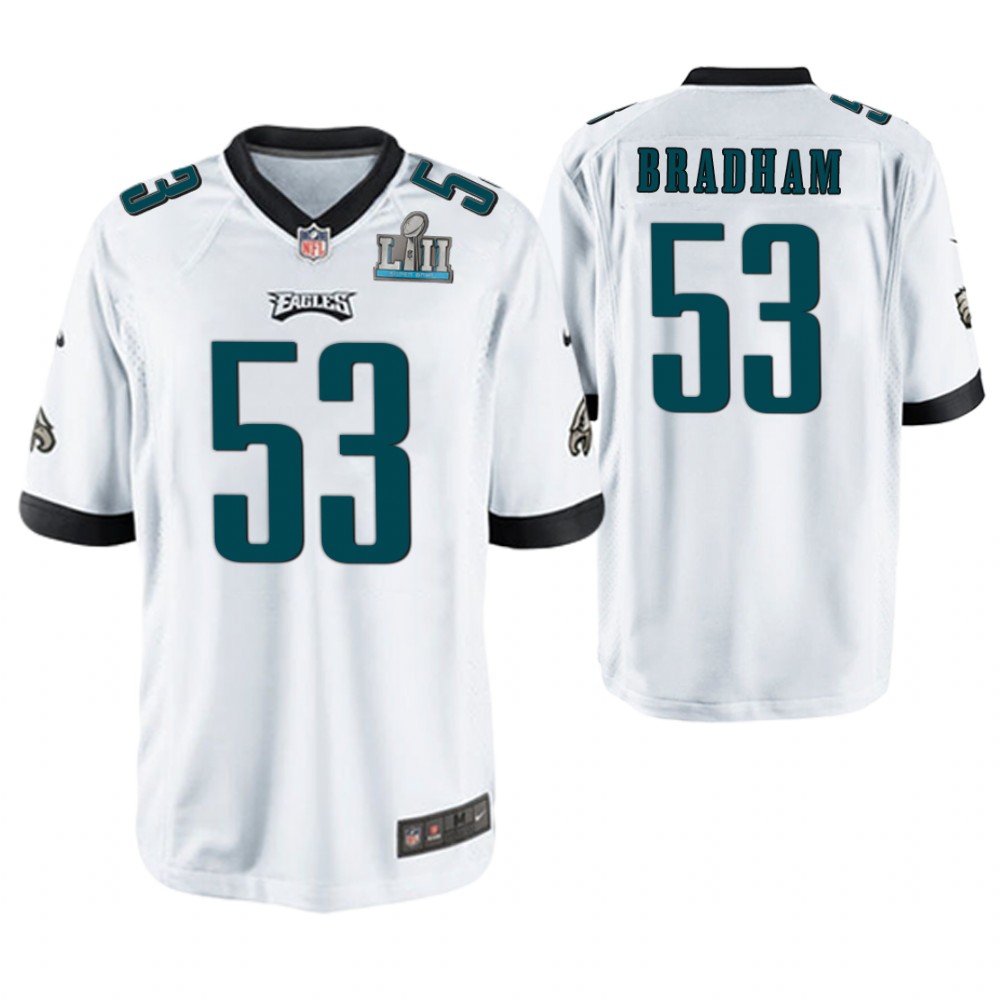 Philadelphia Eagles #53 Nigel Bradham White Super Bowl LII Champions Game Jersey Philadelphia Eagles #53 Nigel Bradham White Super Bowl LII Champions Game Jersey