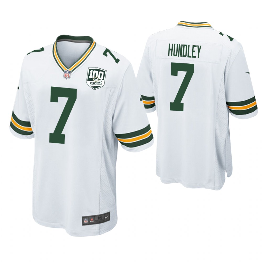 Green Bay Packers #7 Brett Hundley 100th Anniversary Game White Jersey
