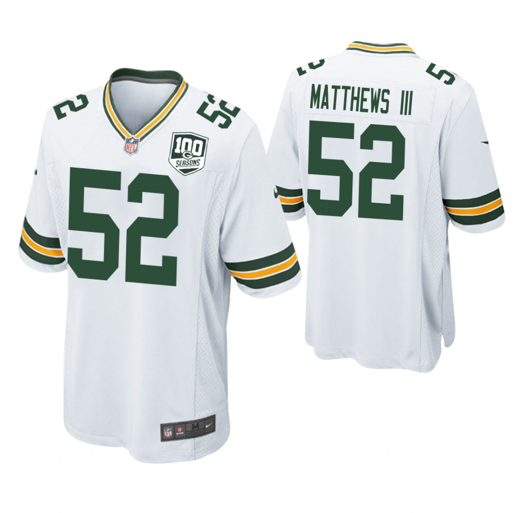 Green Bay Packers #52 Clay Matthews III 100th Anniversary Game White Jersey