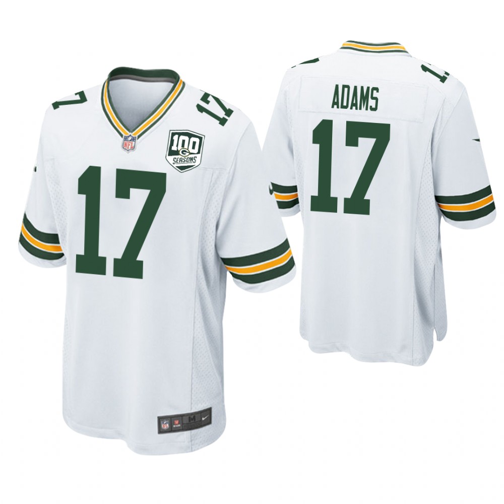 Green Bay Packers #17 Davante Adams 100th Anniversary Game White Jersey