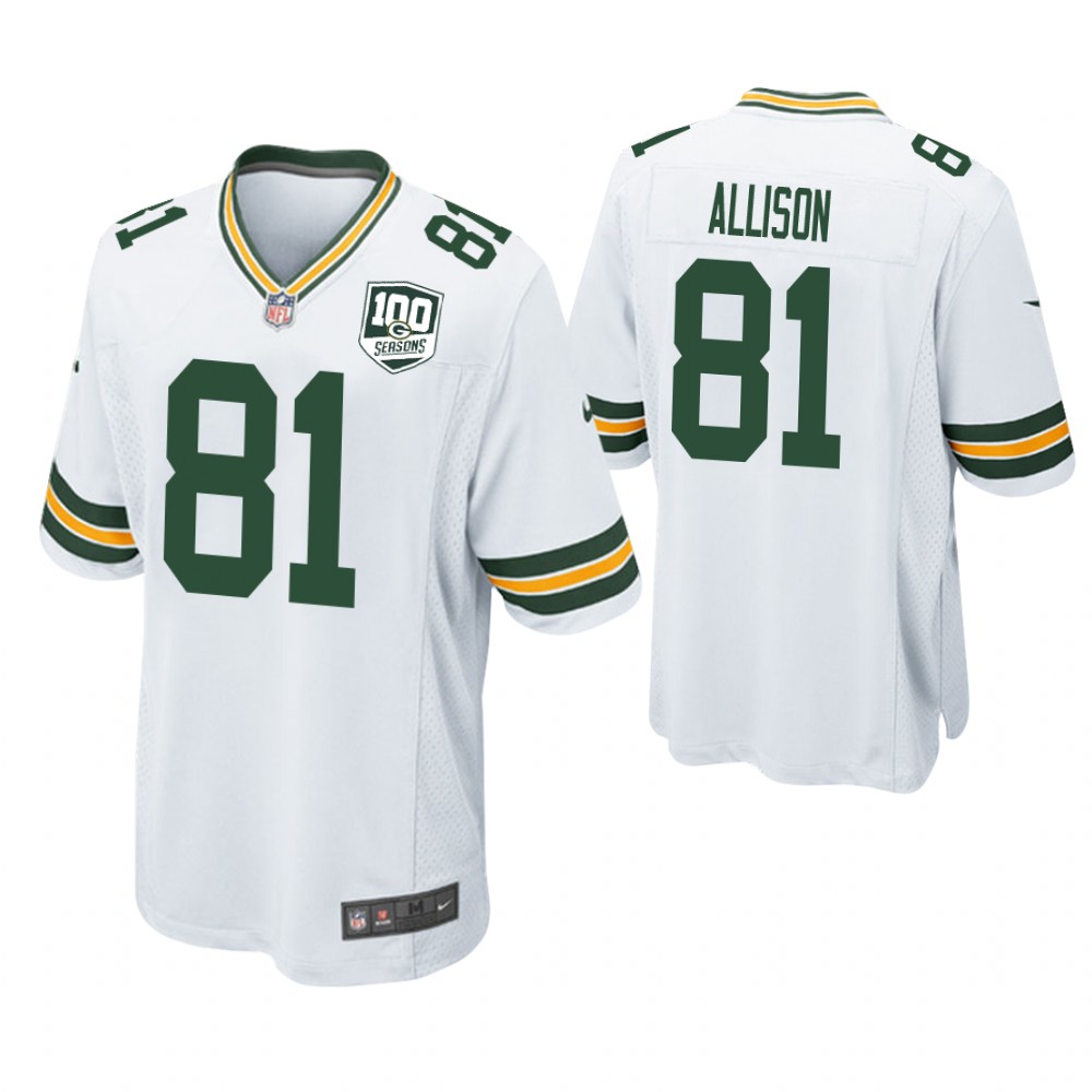 Green Bay Packers #81 Geronimo Allison 100th Anniversary Game White Jersey