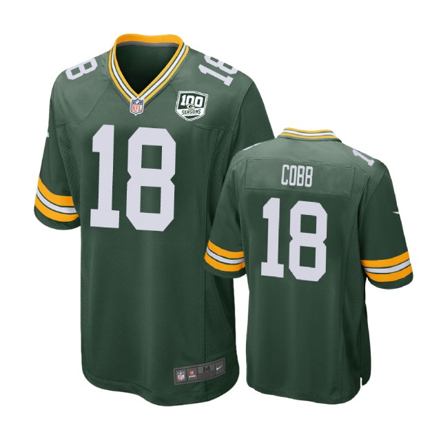 Green Bay Packers #18 Randall Cobb 100th Anniversary Game Green Jersey