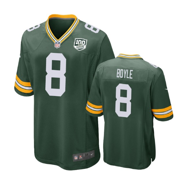 Green Bay Packers #8 Tim Boyle 100th Anniversary Game Green Jersey Green Bay Packers #8 Tim Boyle 100th Anniversary Game Green Jersey