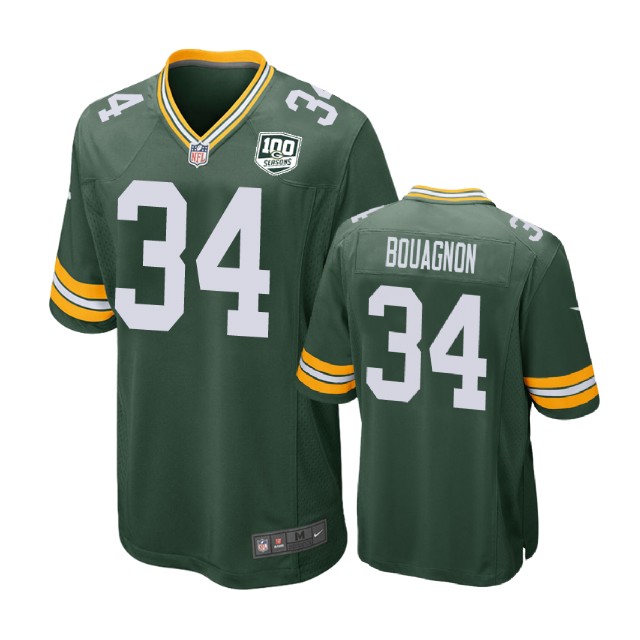 Green Bay Packers #34 Joel Bouagnon 100th Anniversary Game Green Jersey Green Bay Packers #34 Joel Bouagnon 100th Anniversary Game Green Jersey