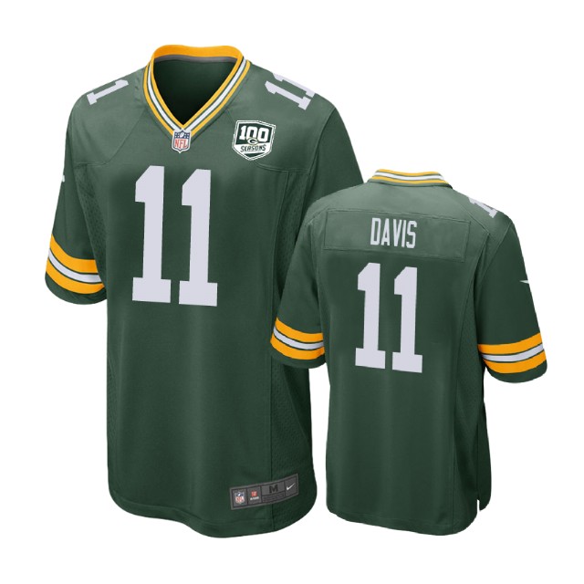 Green Bay Packers #11 Trevor Davis 100th Anniversary Game Green Jersey Green Bay Packers #11 Trevor Davis 100th Anniversary Game Green Jersey
