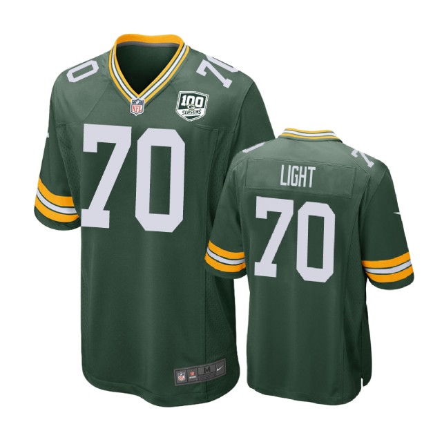 Green Bay Packers #70 Alex Light 100th Anniversary Game Green Jersey