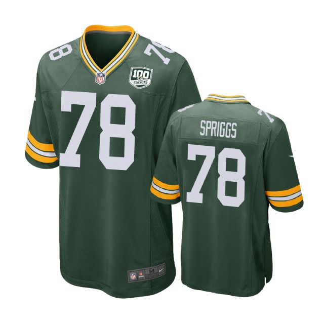 Green Bay Packers #78 Jason Spriggs 100th Anniversary Game Green Jersey Green Bay Packers #78 Jason Spriggs 100th Anniversary Game Green Jersey