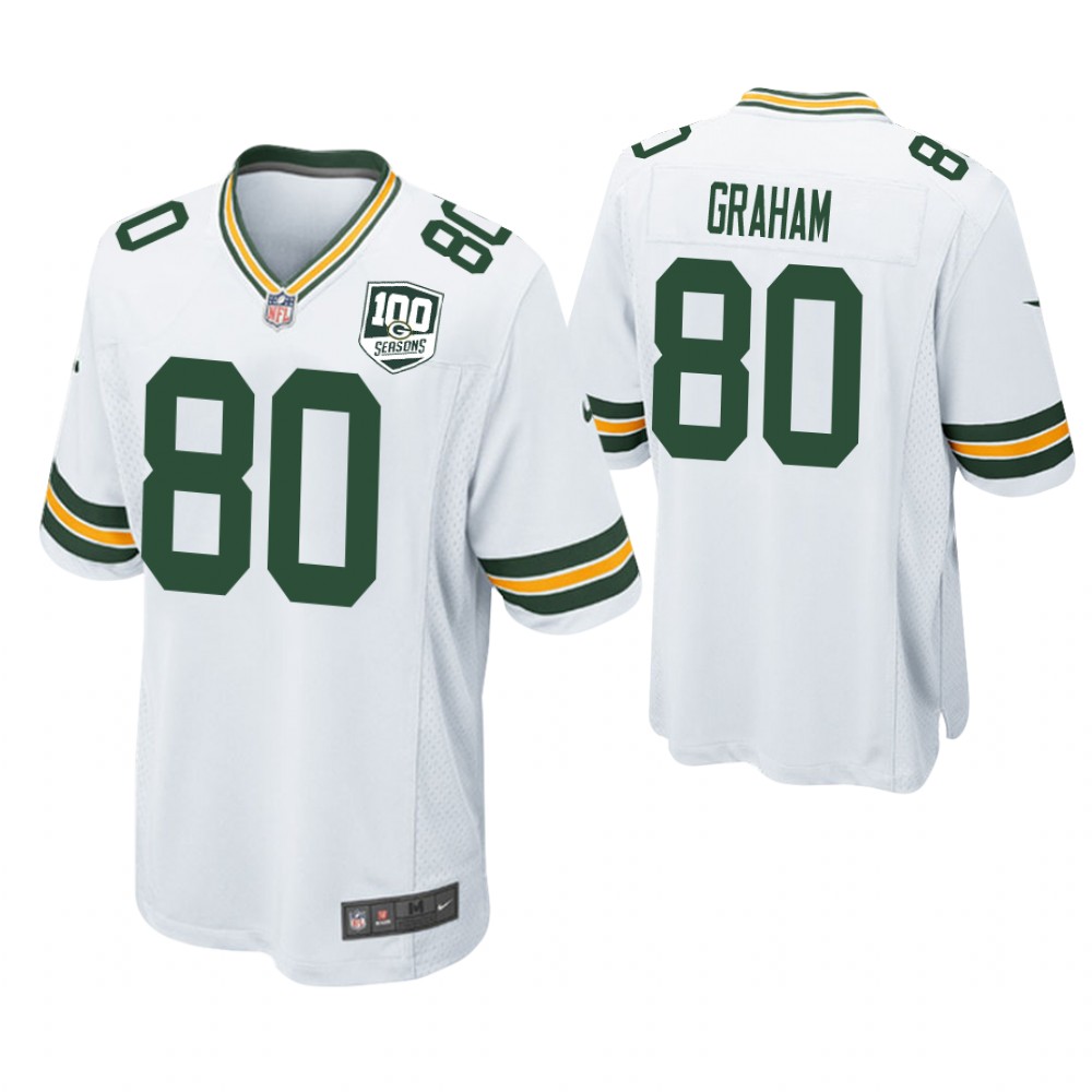 Green Bay Packers #80 Jimmy Graham 100th Anniversary Game White Jersey