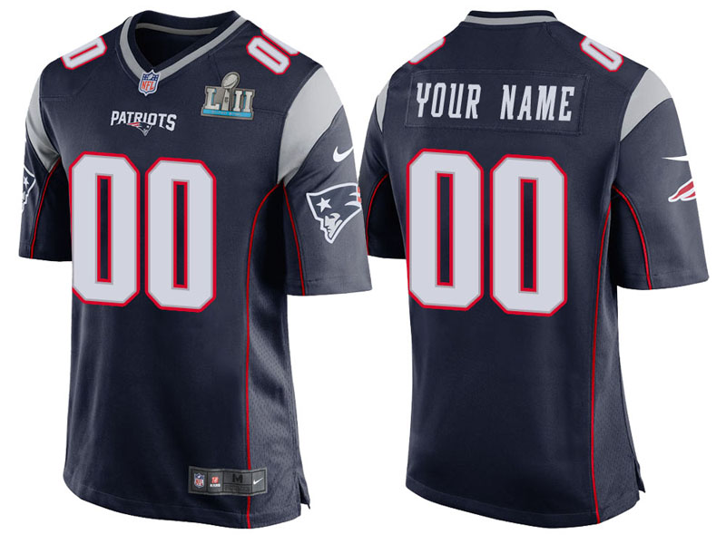 New England Patriots Navy Super Bowl LII Bound Game Customized Jersey New England Patriots Navy Super Bowl LII Bound Game Customized Jersey