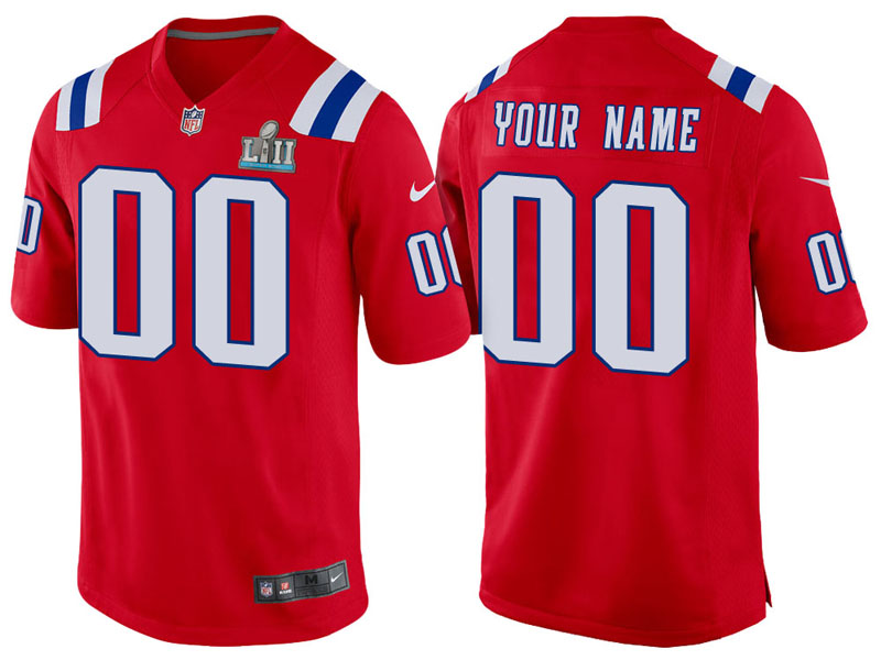 New England Patriots Red Super Bowl LII Bound Game Customized Jersey New England Patriots Red Super Bowl LII Bound Game Customized Jersey