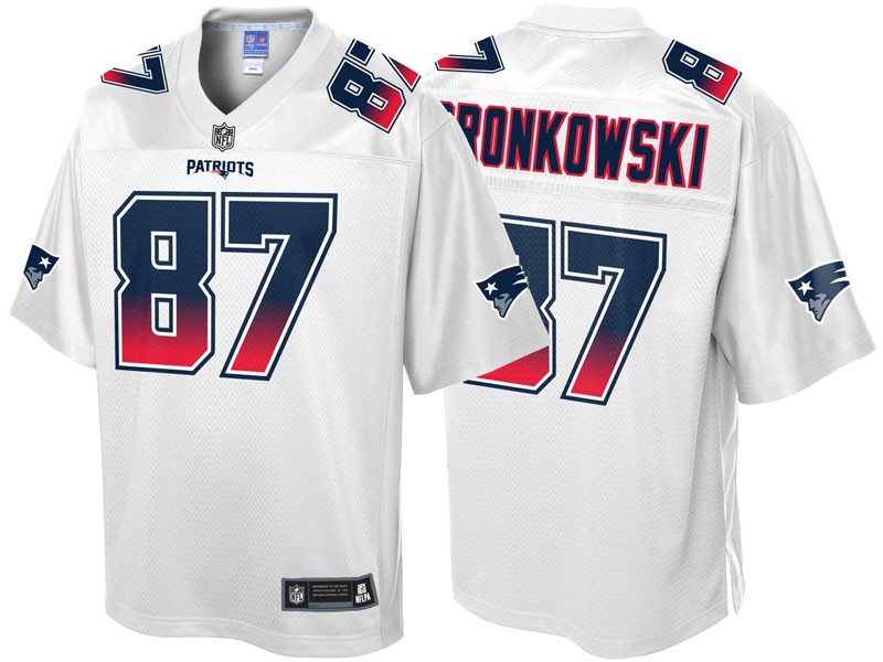 New England Patriots #87 Rob Gronkowski White Fade Fashion Jersey