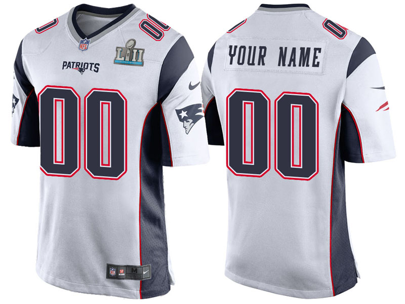 New England Patriots White Super Bowl LII Bound Game Customized Jersey New England Patriots White Super Bowl LII Bound Game Customized Jersey