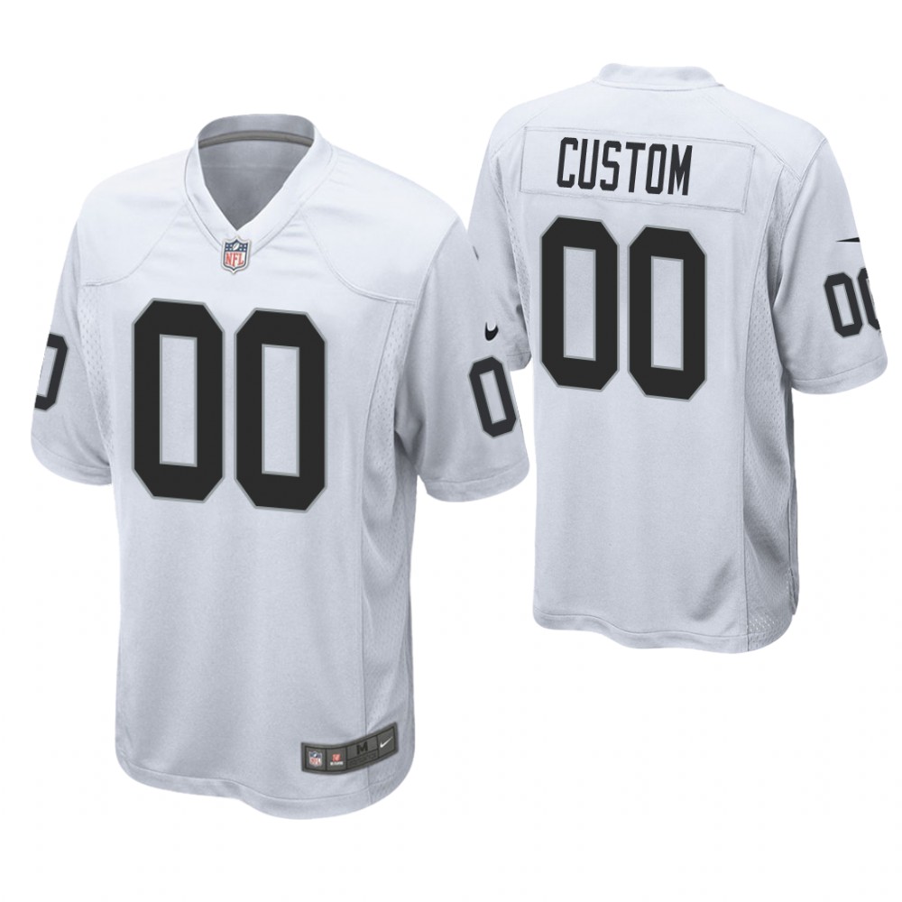 Oakland Raiders White Game Customized Jersey