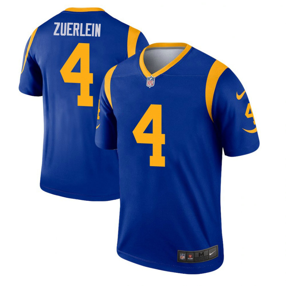 Los Angeles Rams #4 Greg Zuerlein Royal Legend Jersey With Super Bowl LVI Patch Los Angeles Rams #4 Greg Zuerlein Royal Legend Jersey With Super Bowl LVI Patch
