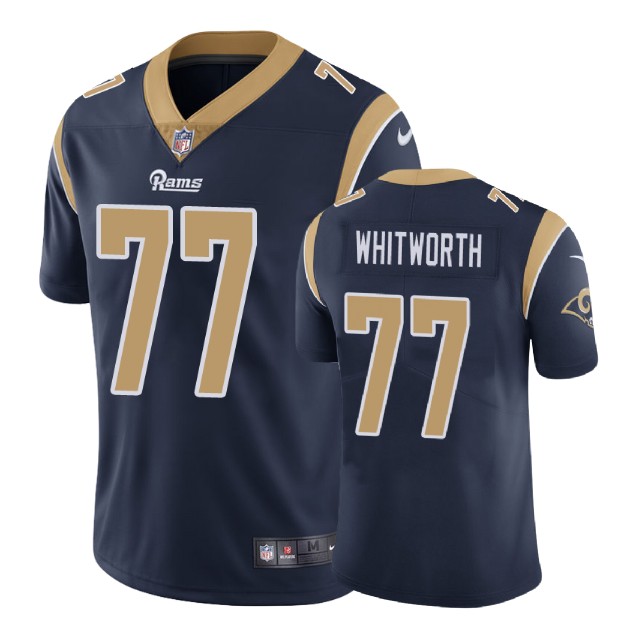 Los Angeles Rams #77 Andrew Whitworth Navy Game Jersey With Super Bowl LVI Patch