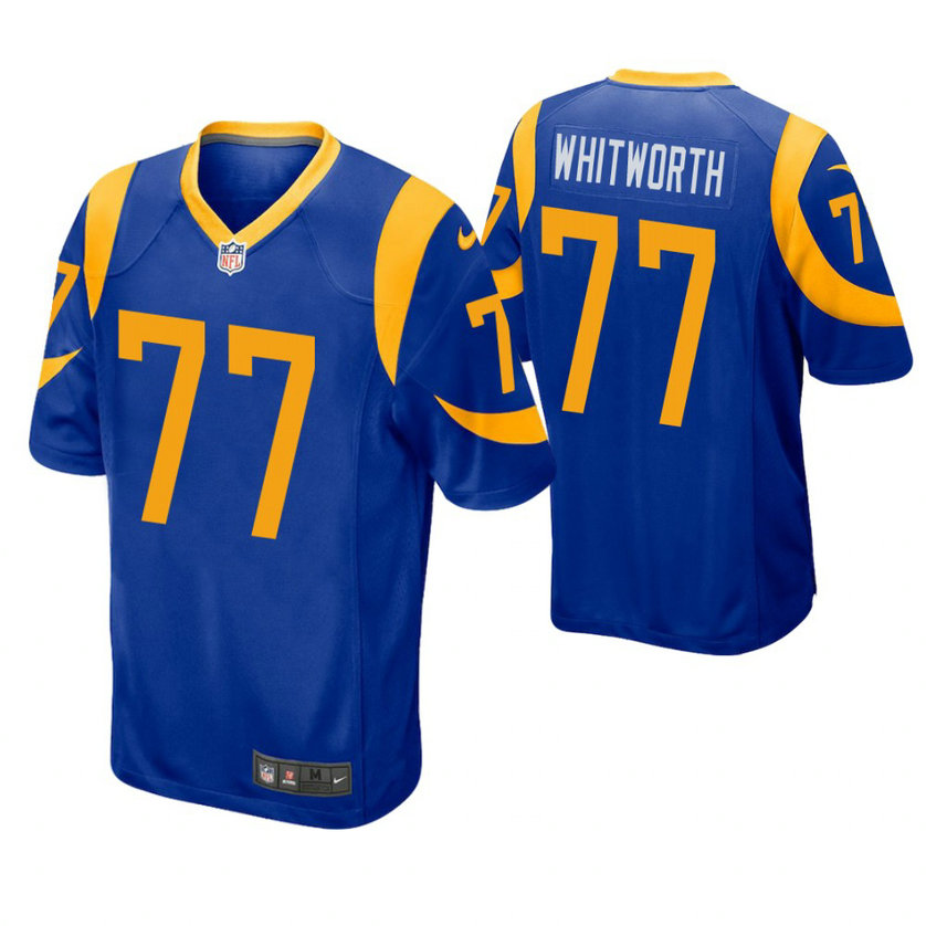 Los Angeles Rams #77 Andrew Whitworth Royal Game Jersey With Super Bowl LVI Patch