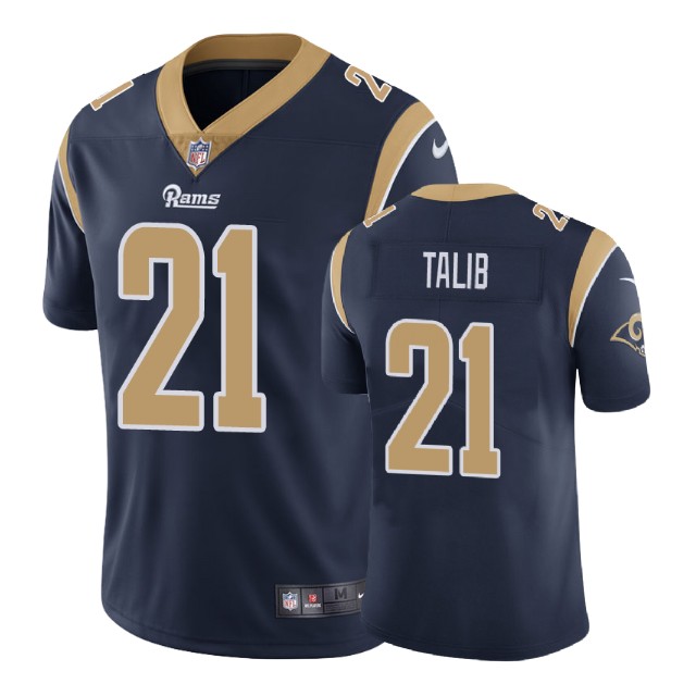 Los Angeles Rams #21 Aqib Talib Navy Game Jersey With Super Bowl LVI Patch