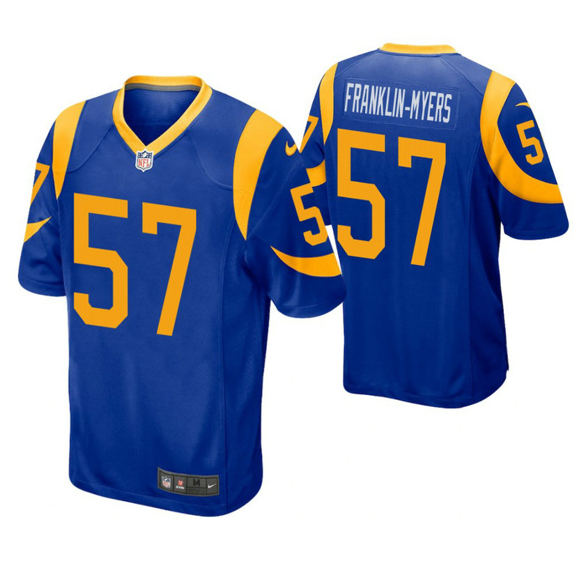 Los Angeles Rams #57 John Franklin-Myers Royal Game Jersey Los Angeles Rams #57 John Franklin-Myers Royal Game Jersey