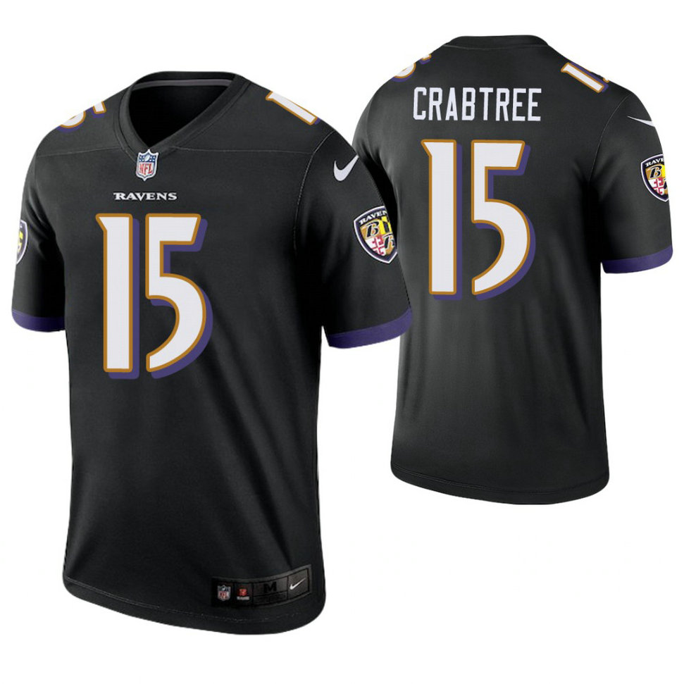 Baltimore Ravens #15 Michael Crabtree Black Legend Jersey