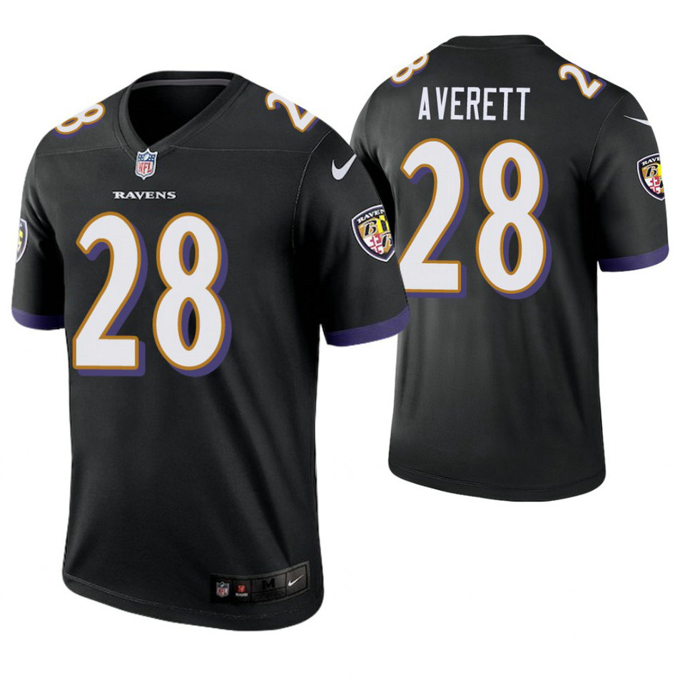 Baltimore Ravens #28 Anthony Averett Black Legend Jersey