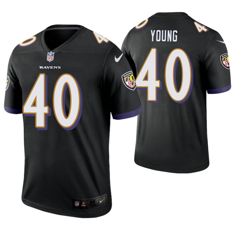 Baltimore Ravens #40 Kenny Young Black Legend Jersey