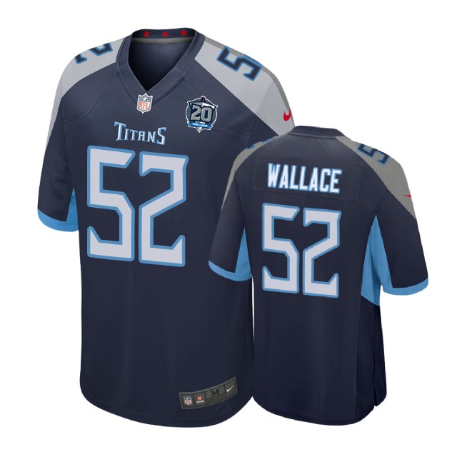 Tennessee Titans #52 Aaron Wallace Jr. 20th Anniversary Game Navy Jersey