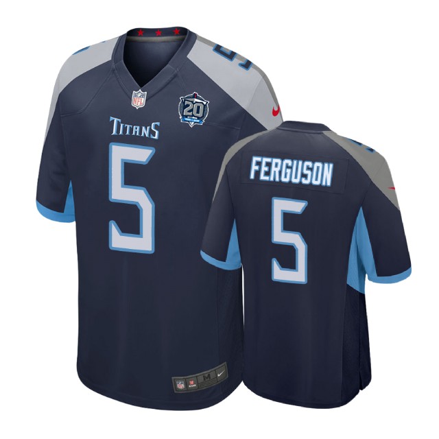 Tennessee Titans #5 Tyler Ferguson 20th Anniversary Game Navy Jersey