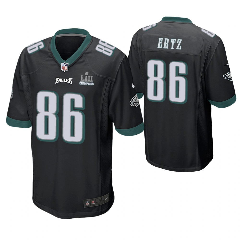 Philadelphia Eagles #86 Zach Ertz Black Super Bowl LII Champions Patch Game Jersey Philadelphia Eagles #86 Zach Ertz Black Super Bowl LII Champions Patch Game Jersey
