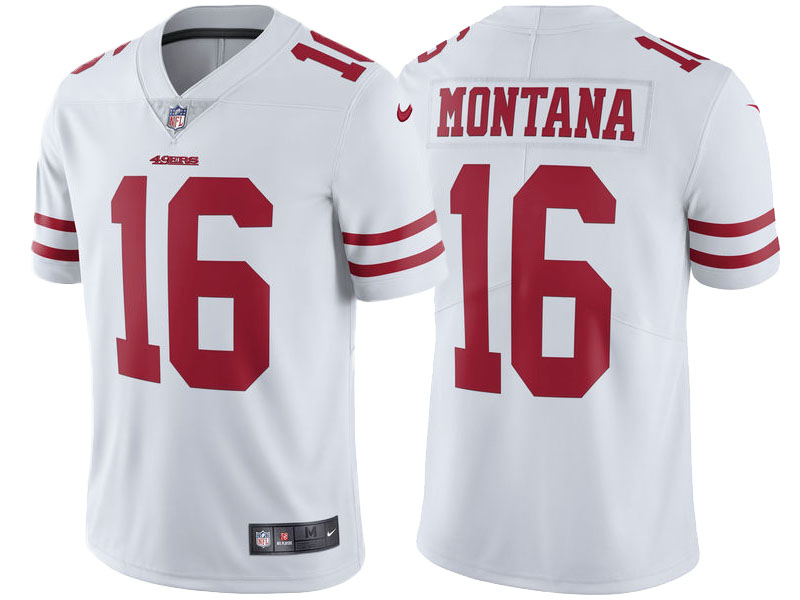 San Francisco 49ers #16 Joe Montana White Vapor Untouchable Limited Player Jersey San Francisco 49ers #16 Joe Montana White Vapor Untouchable Limited Player Jersey
