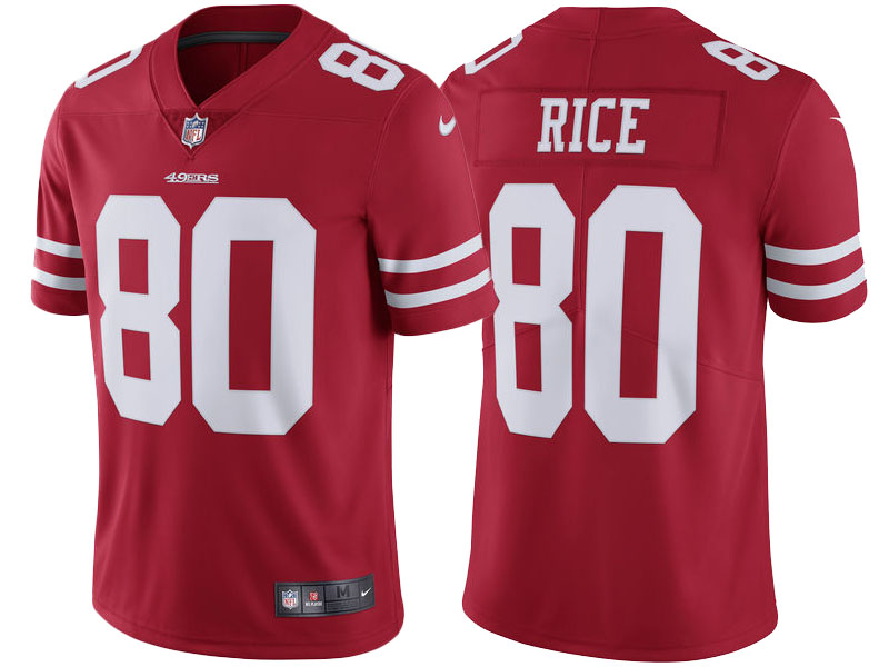 San Francisco 49ers #80 Jerry Rice Scarlet Vapor Untouchable Limited Player Jersey