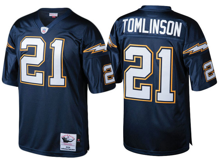 Los Angeles Chargers #21 LaDainian Tomlinson Navy Throwback Authentic Retired Player Jersey