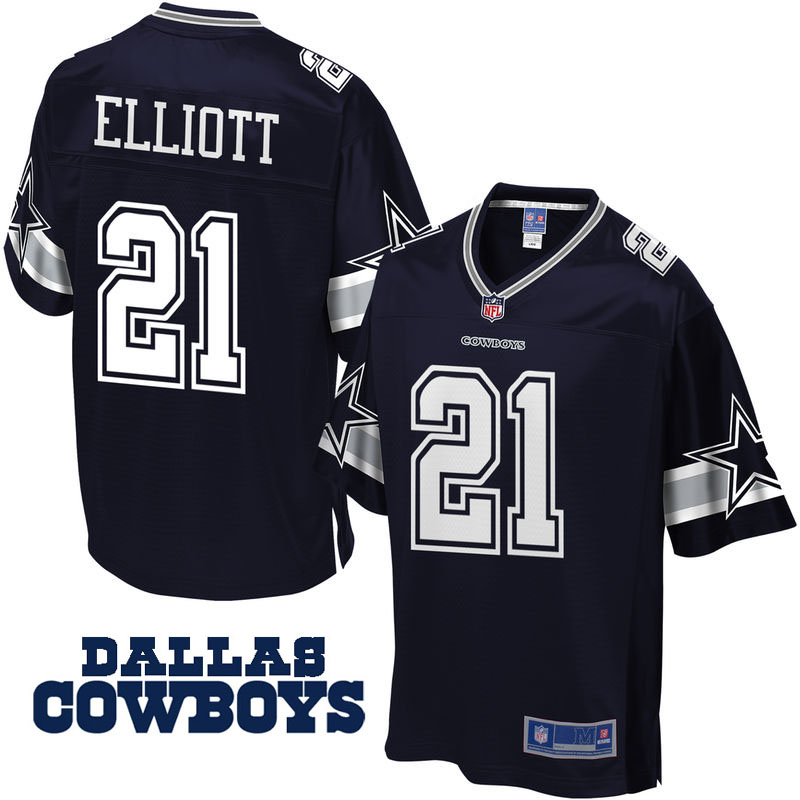 Dallas Cowboys #21 Ezekiel Elliott Pro Line Navy Player Jersey