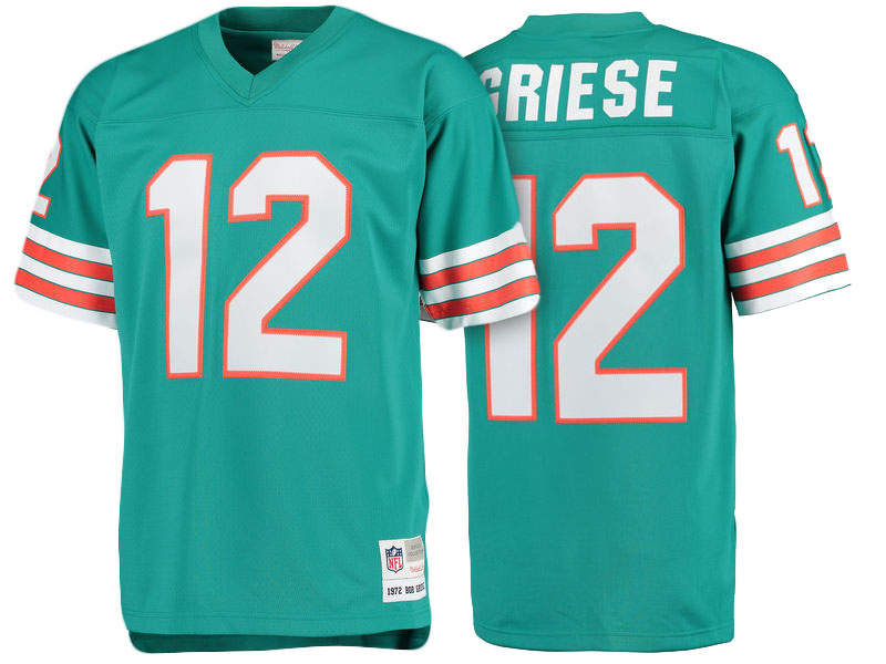Miami Dolphins #12 Bob Griese Aqua Retired Player Replica Jersey