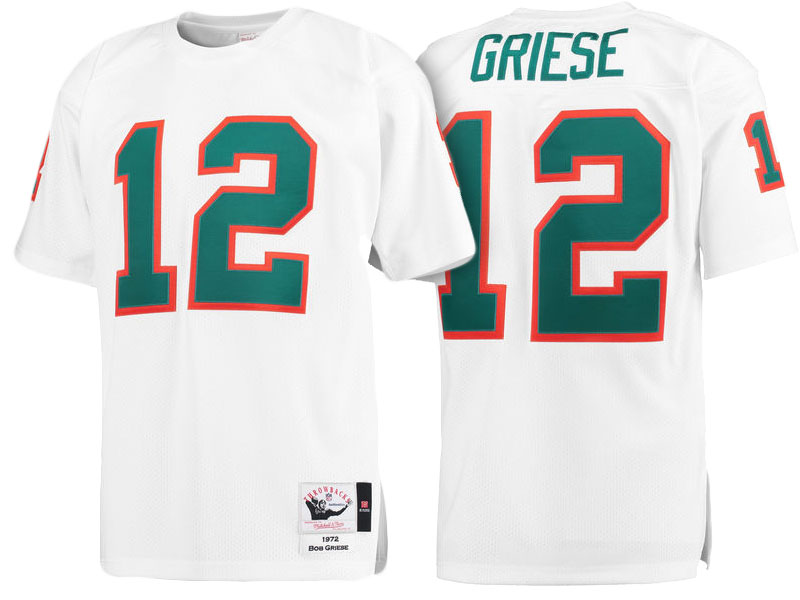 Miami Dolphins #12 Bob Griese White 1972 Throwback Authentic Jersey