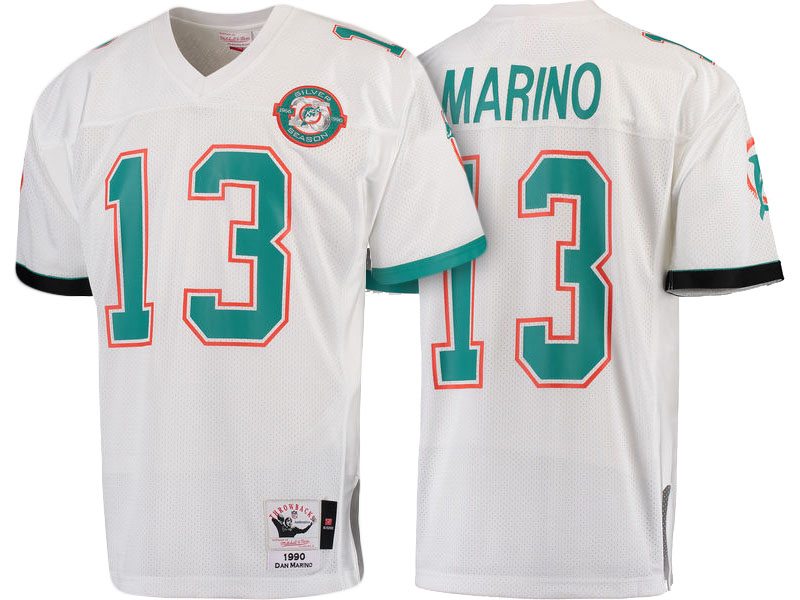 Miami Dolphins #13 Dan Marino White 1990 Authentic Throwback Jersey
