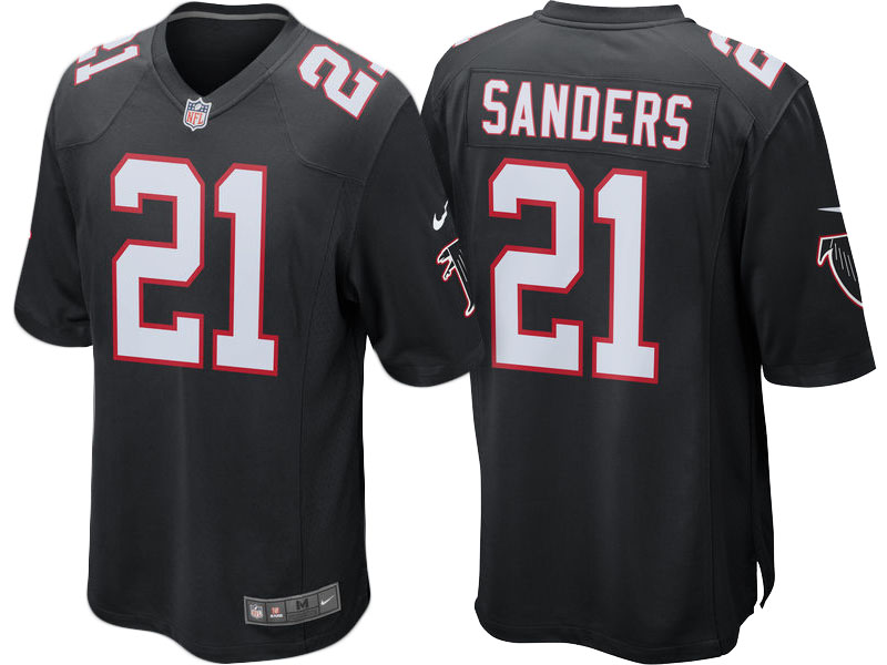 Atlanta Falcons #21 Deion Sanders Black Throwback Retired Player Game Jersey