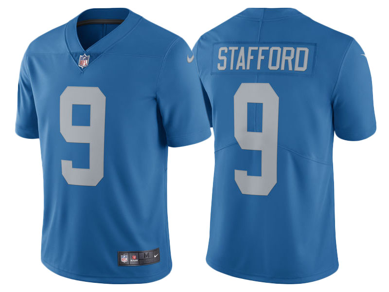 Detroit Lions #9 Matthew Stafford Blue Vapor Untouchable Limited Throwback Jersey