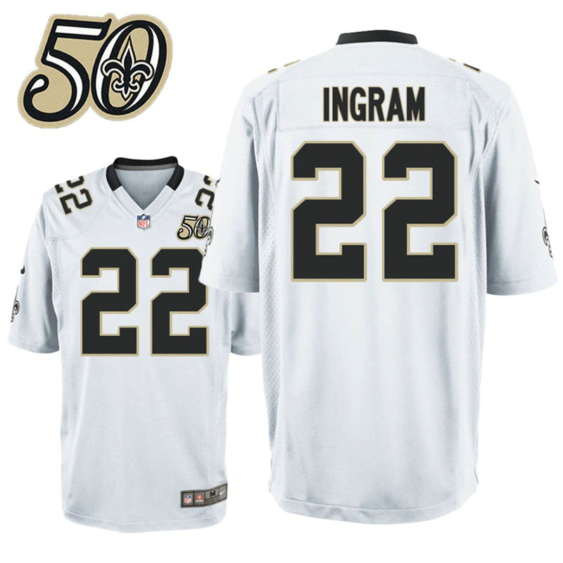 New Orleans Saints #22 Mark Ingram White 50th Anniversary Game Jersey New Orleans Saints #22 Mark Ingram White 50th Anniversary Game Jersey