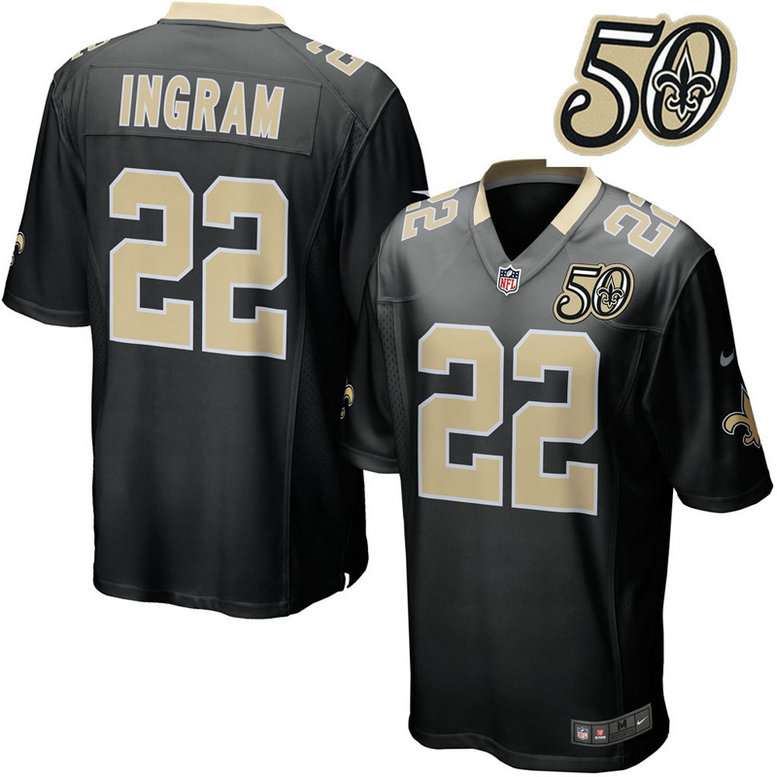 New Orleans Saints #22 Mark Ingram Black 50th Anniversary Game Jersey New Orleans Saints #22 Mark Ingram Black 50th Anniversary Game Jersey