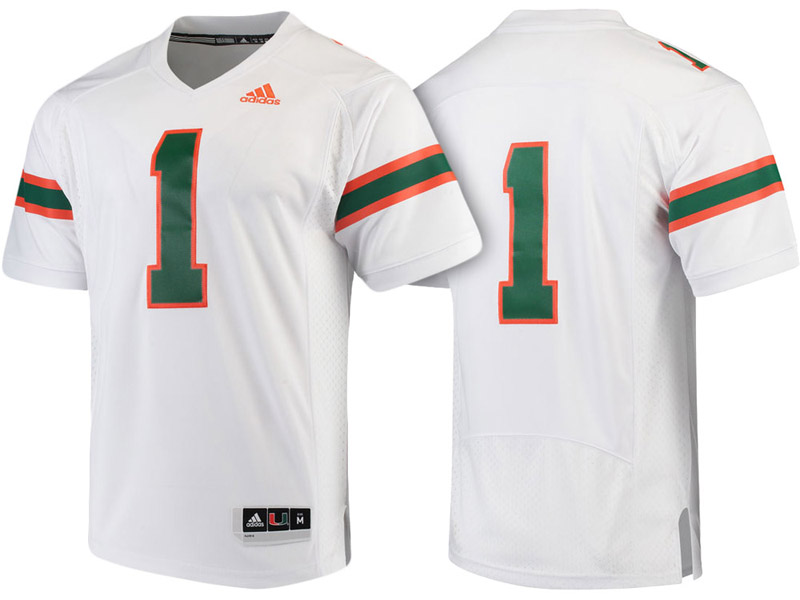 Miami Hurricanes #1 White Premier College Football Jersey Miami Hurricanes #1 White Premier College Football Jersey