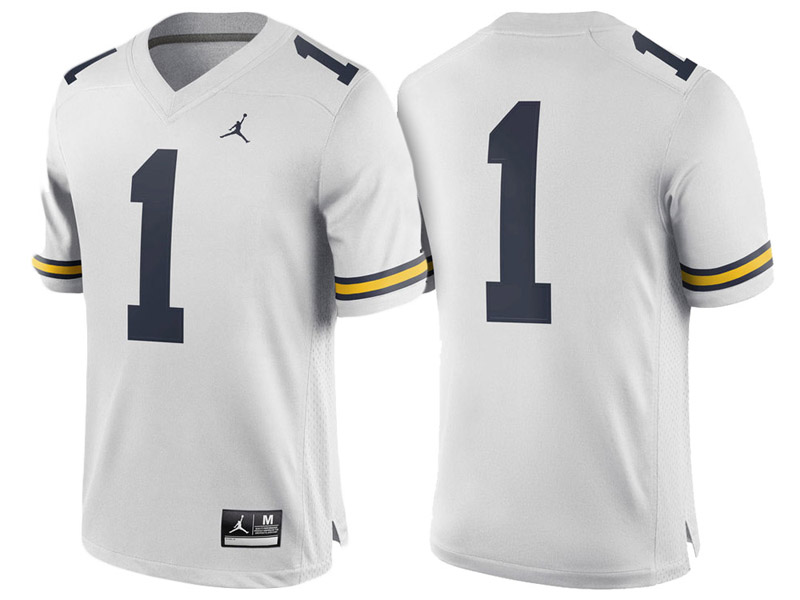 Michigan Wolverines #1 White Game College Football Jersey Michigan Wolverines #1 White Game College Football Jersey
